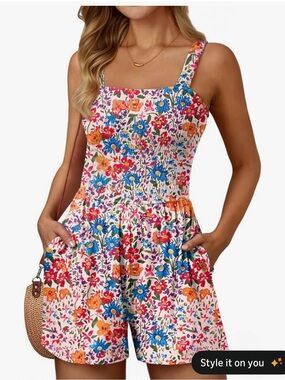 Amazon Floral Smocked Romper in Pink, Blue, Orange